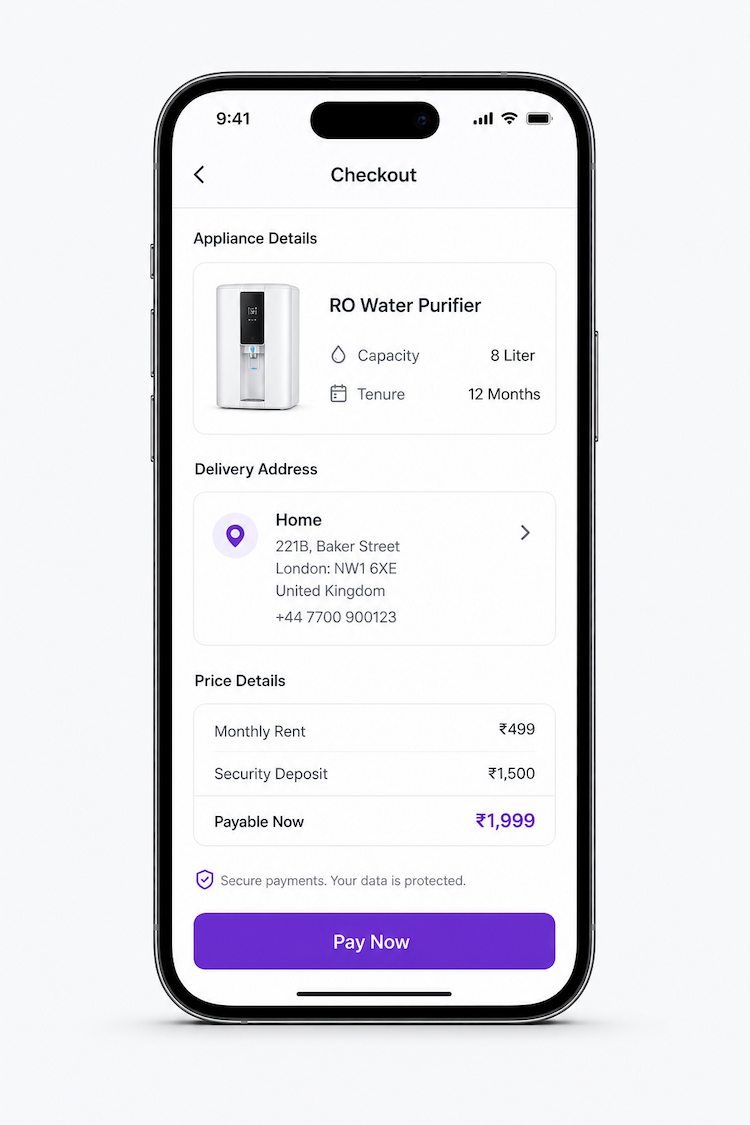 Mobile checkout: confirm details and pay