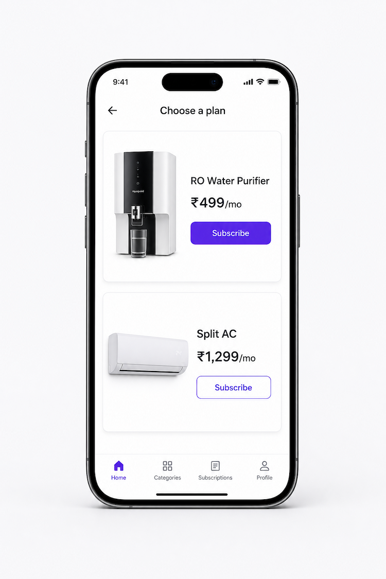 Mobile service selection: choose a rental plan